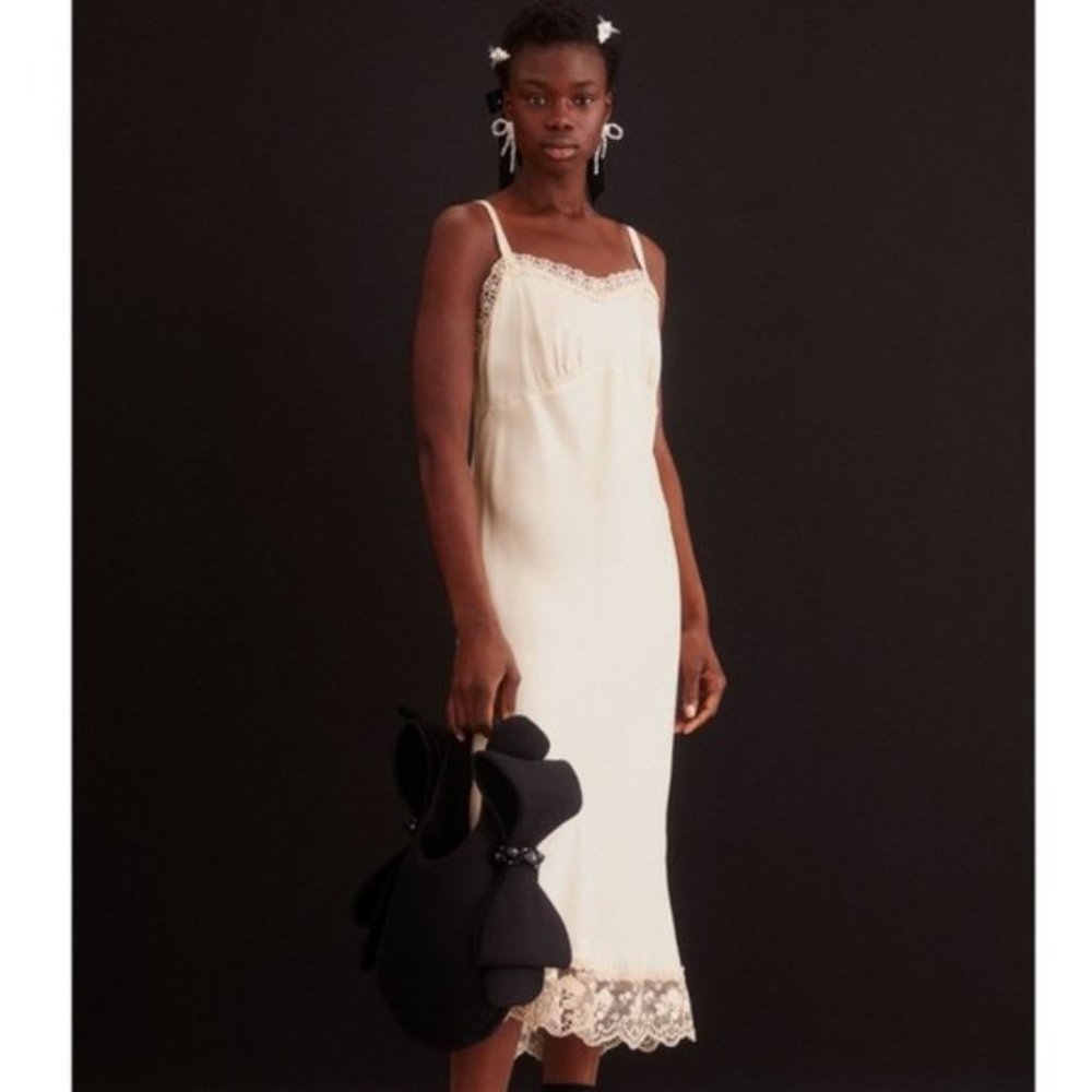 WOW Simone Rocha x H&M Designer Satin Slip Dress Strap w/ Embroidery NWT